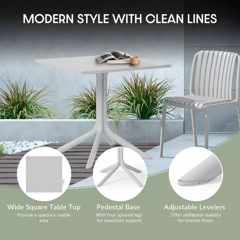 Ensemble table de salle à manger d'extérieur WestinTrends Playa Modern 5 pièces en résine avec chaises empilables