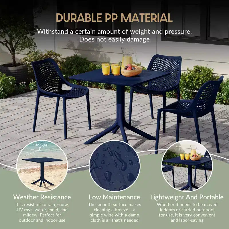 Ensemble table de salle à manger d'extérieur WestinTrends Playa Modern 5 pièces en résine avec chaises empilables