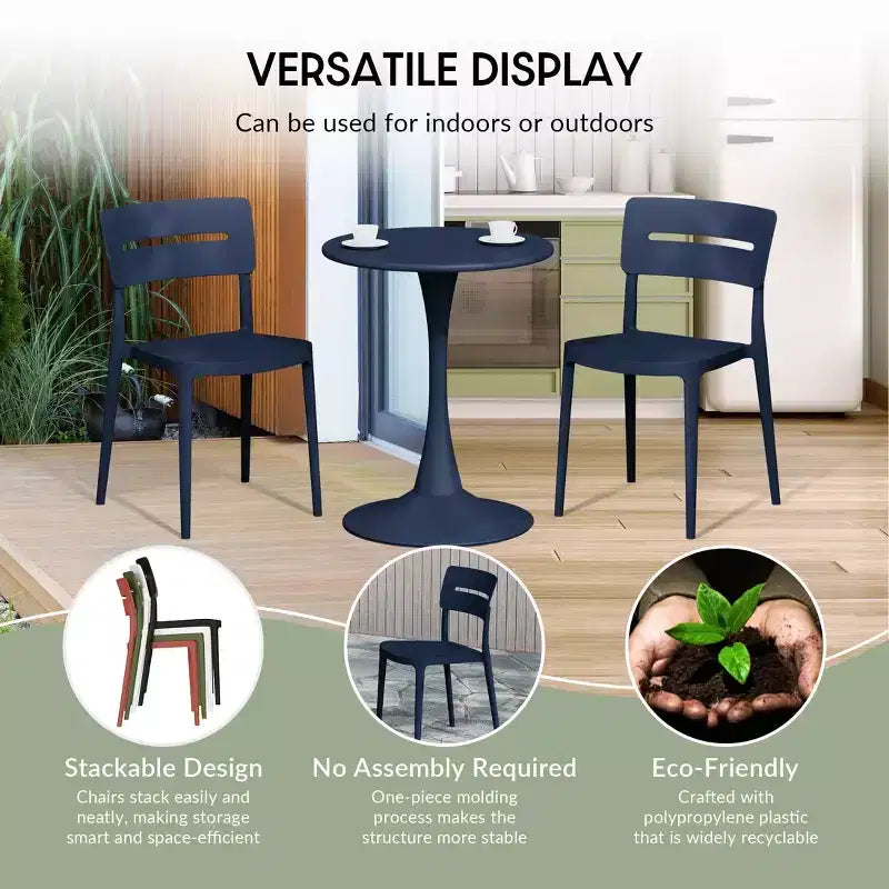 Ensemble table de salle à manger d'extérieur WestinTrends Playa Modern 5 pièces en résine avec chaises empilables