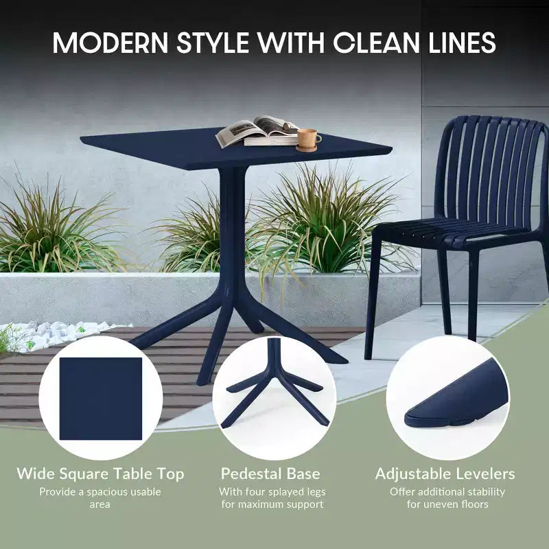 Ensemble table de salle à manger d'extérieur WestinTrends Playa Modern 5 pièces en résine avec chaises empilables