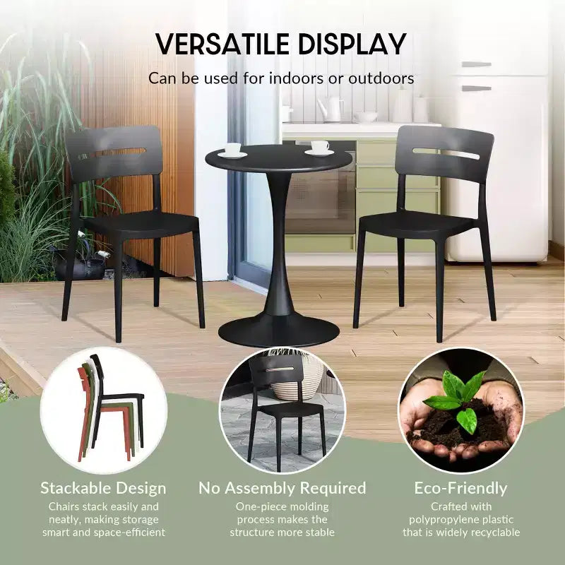 Ensemble table de salle à manger d'extérieur WestinTrends Playa Modern 5 pièces en résine avec chaises empilables