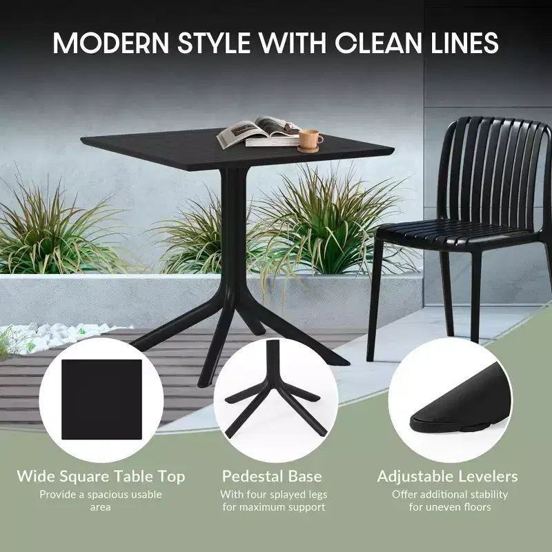 Ensemble table de salle à manger d'extérieur WestinTrends Playa Modern 5 pièces en résine avec chaises empilables