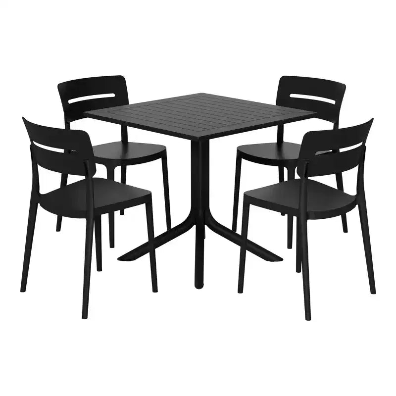WestinTrends Playa Modern 5-Piece Resin Patio Dining Table Set with Stackable Patio Dining Chairs