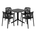 WestinTrends Playa 5-Piece Outdoor Square Patio Dining Table Set with Stackable Patio Dining Chairs