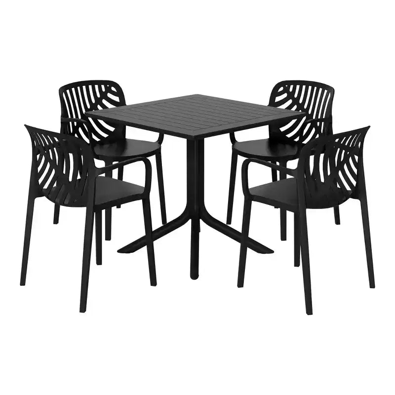 WestinTrends Playa 5-Piece Outdoor Square Patio Dining Table Set with Stackable Patio Dining Chairs