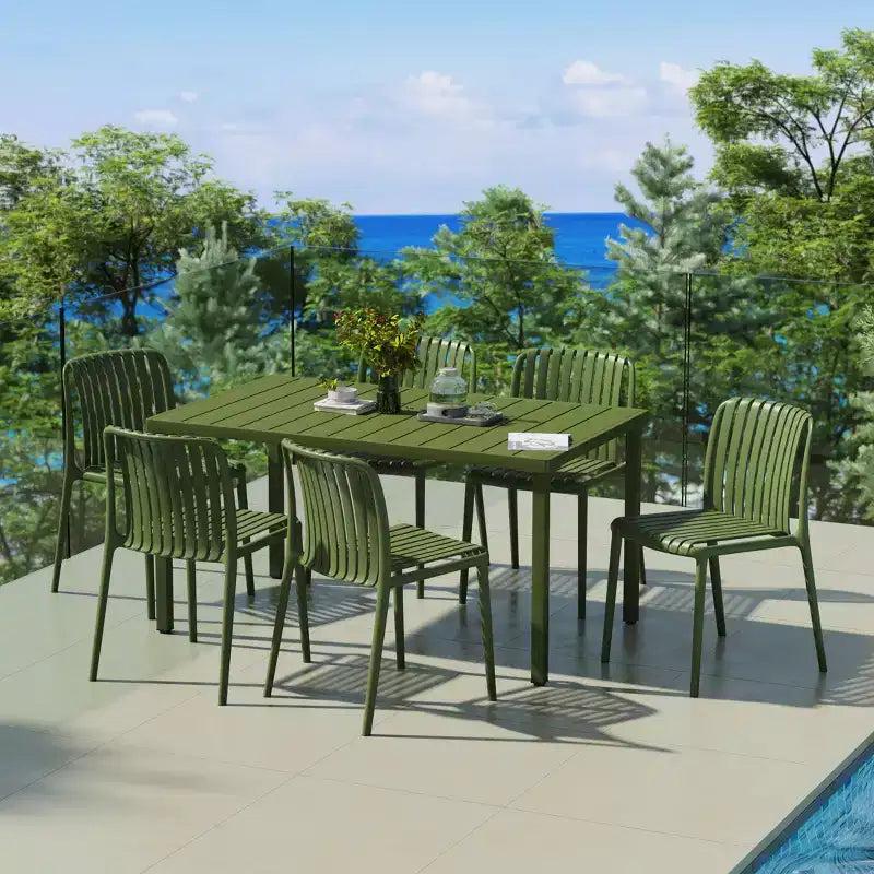 Ensemble de salle à manger d'extérieur 7 pièces Playa WestinTrends avec chaises de patio empilables