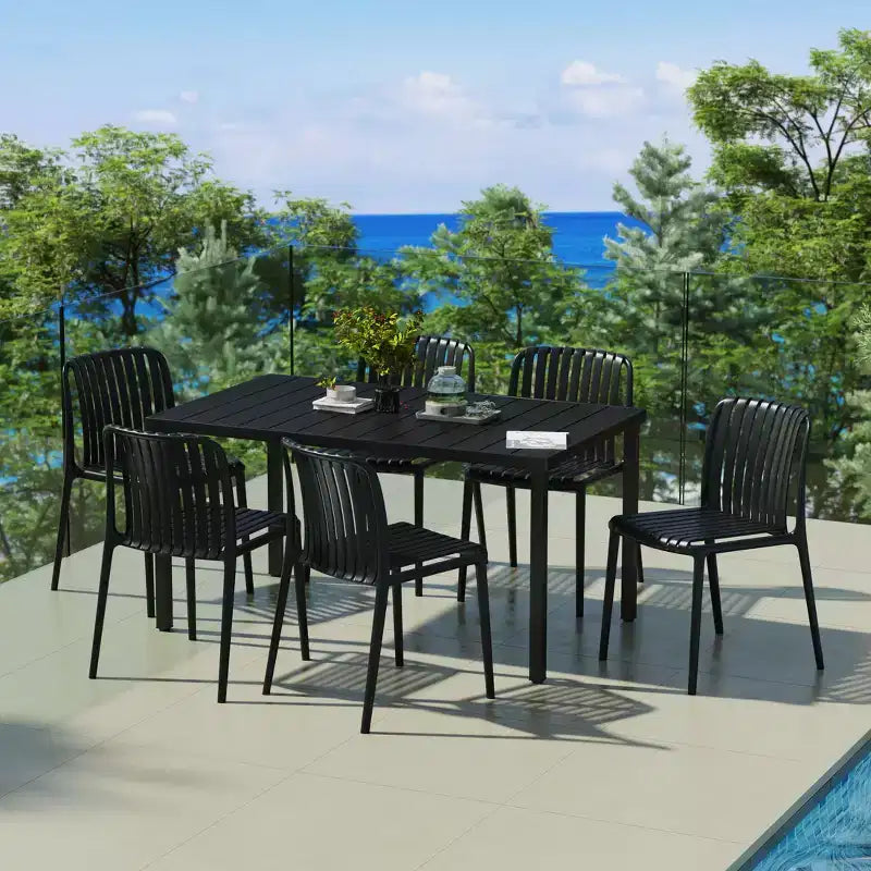 Ensemble de salle à manger d'extérieur 7 pièces Playa WestinTrends avec chaises de patio empilables