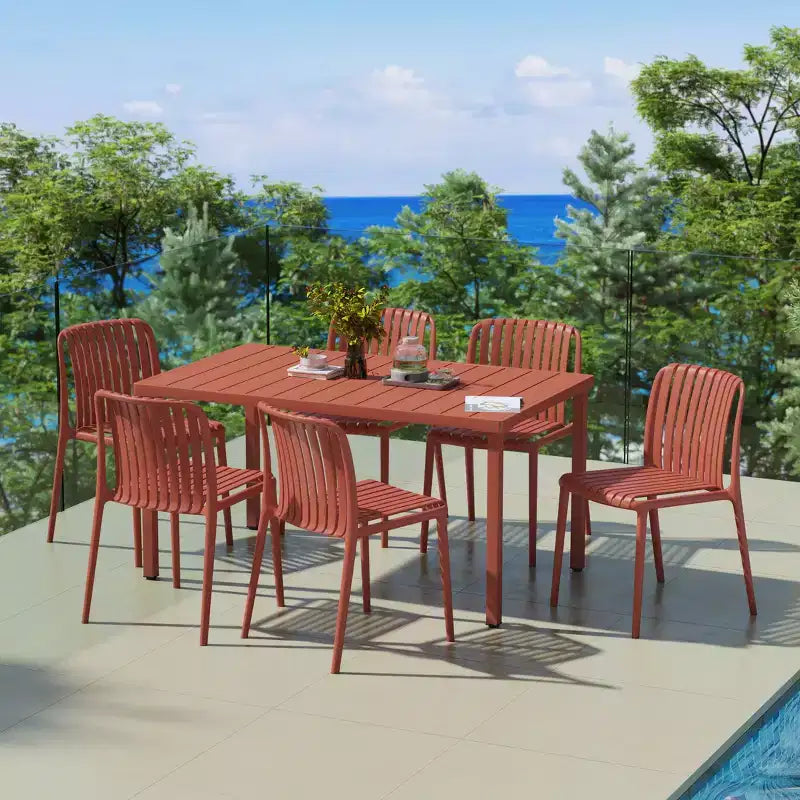 Ensemble de salle à manger d'extérieur 7 pièces Playa WestinTrends avec chaises de patio empilables