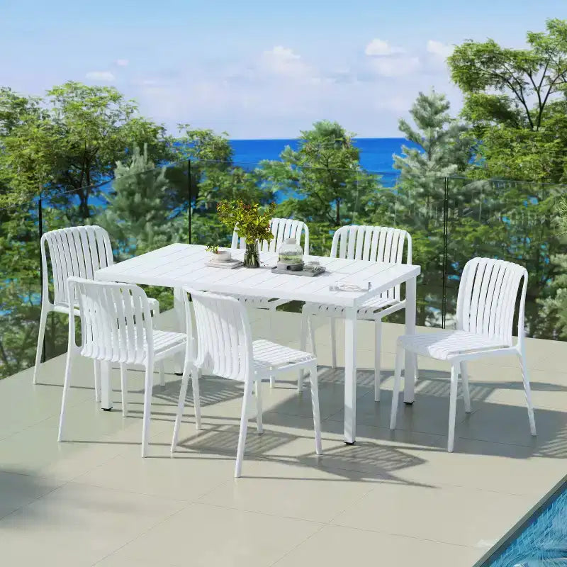 Ensemble de salle à manger d'extérieur 7 pièces Playa WestinTrends avec chaises de patio empilables
