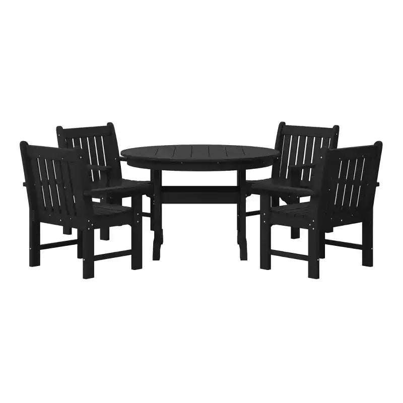 WestinTrends Malibu 5-Piece HDPE Outdoor Patio Chair and Round Table Dining Set