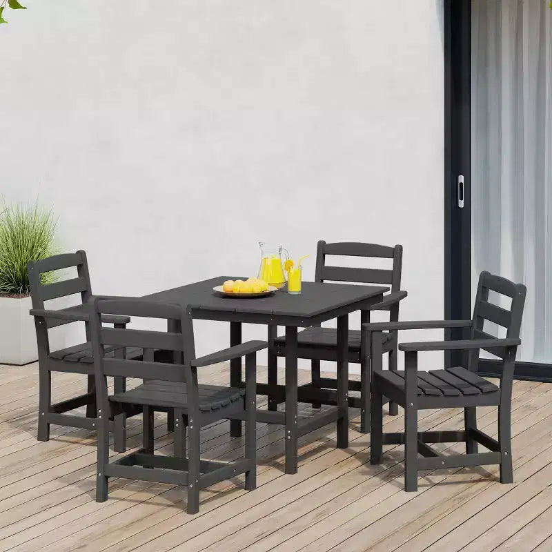 Ensemble de salle à manger d'extérieur carré WestinTrends Ashore 5 pièces en HDPE avec fauteuils