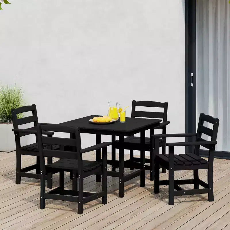 Ensemble de salle à manger d'extérieur carré WestinTrends Ashore 5 pièces en HDPE avec fauteuils