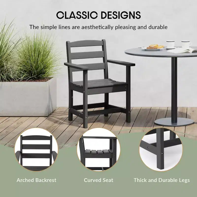 Ensemble de salle à manger d'extérieur carré WestinTrends Ashore 5 pièces en HDPE avec fauteuils