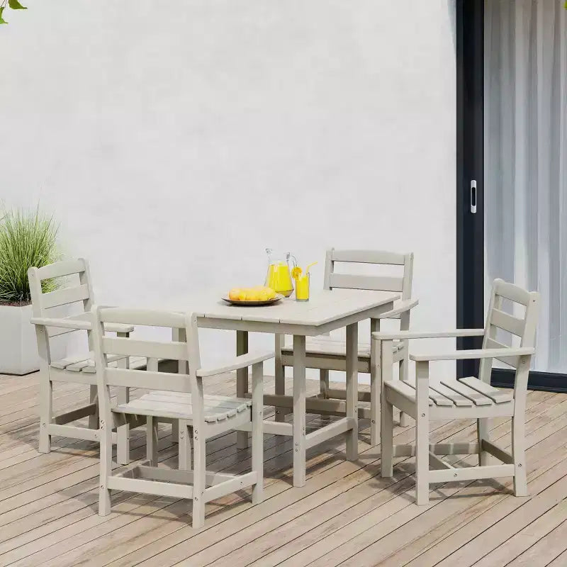Ensemble de salle à manger d'extérieur carré WestinTrends Ashore 5 pièces en HDPE avec fauteuils