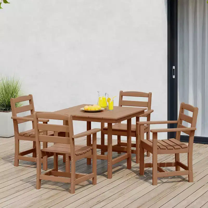 Ensemble de salle à manger d'extérieur carré WestinTrends Ashore 5 pièces en HDPE avec fauteuils