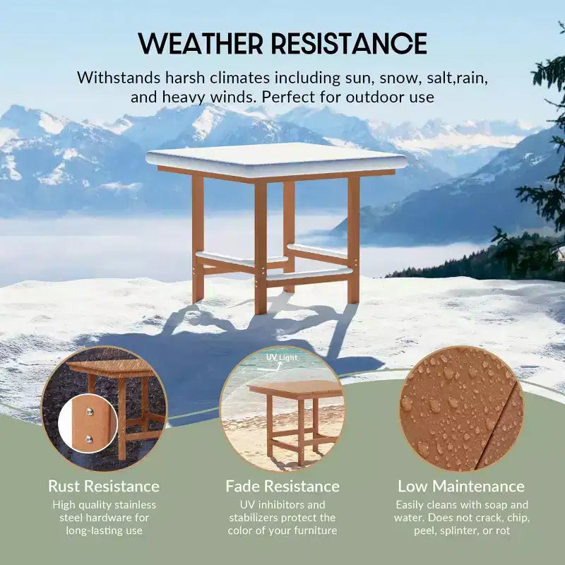 Ensemble de salle à manger d'extérieur carré WestinTrends Ashore 5 pièces en HDPE avec fauteuils