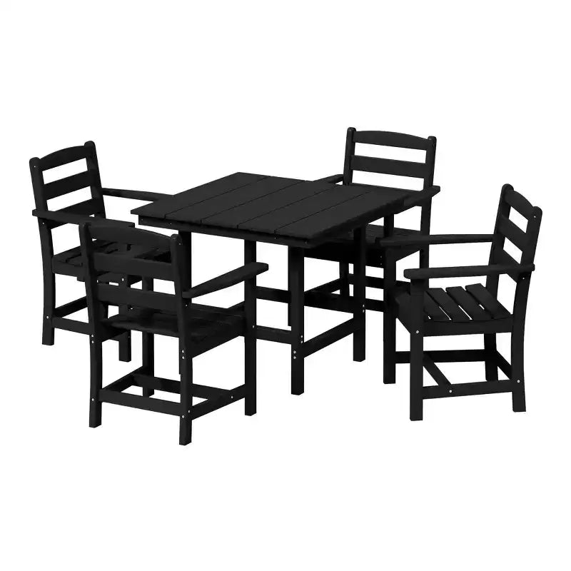 WestinTrends Ashore 5-Piece HDPE Outdoor Square Patio Dining Table Set with Armchairs