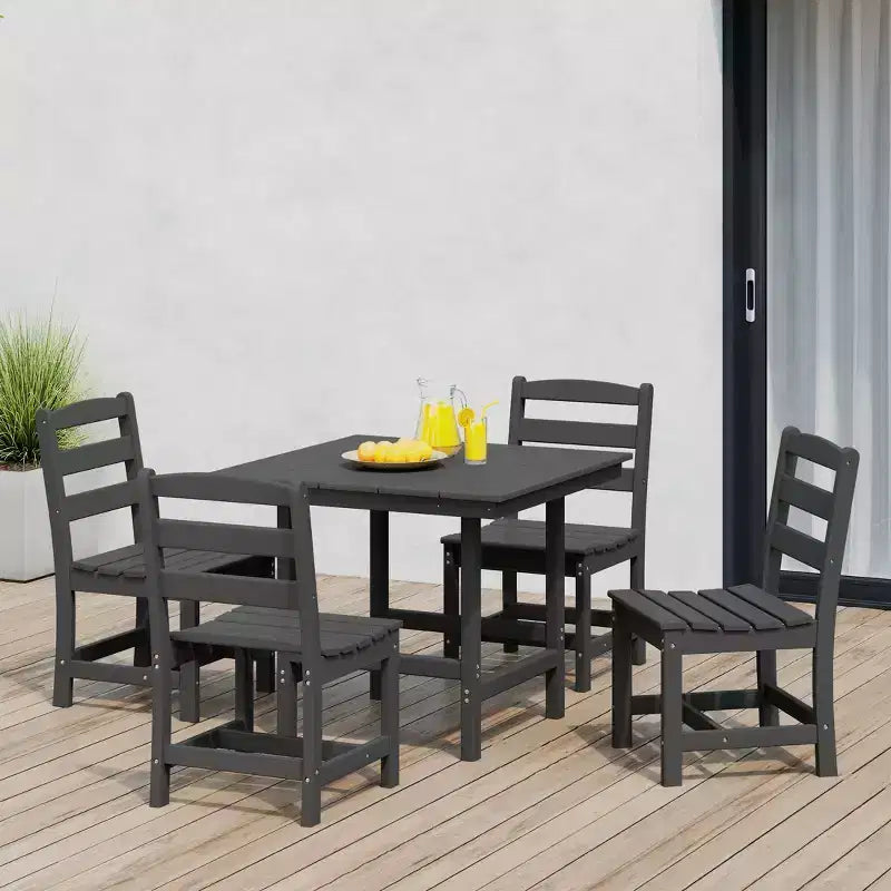 Ensemble de salle à manger d'extérieur WestinTrends Ashore 5 pièces avec table carrée en HDPE et chaises sans accoudoirs
