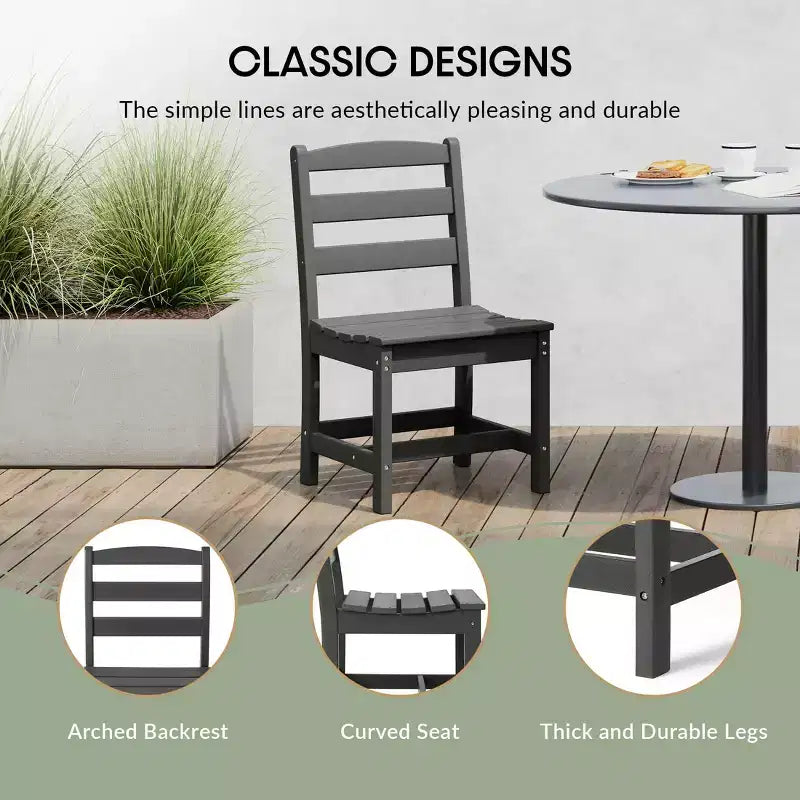 Ensemble de salle à manger d'extérieur WestinTrends Ashore 5 pièces avec table carrée en HDPE et chaises sans accoudoirs