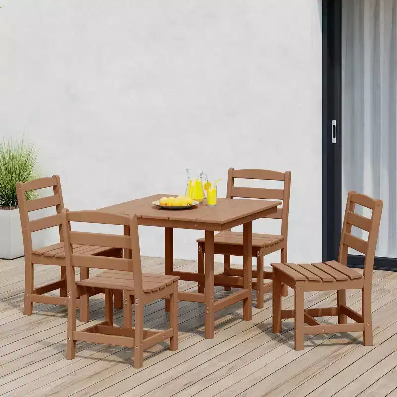 Ensemble de salle à manger d'extérieur WestinTrends Ashore 5 pièces avec table carrée en HDPE et chaises sans accoudoirs