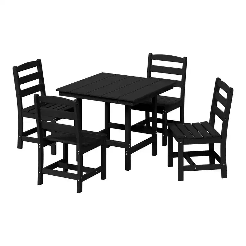 WestinTrends Ashore 5-Piece HDPE Outdoor Square Patio Dining Table Set with Armless Side Chairs