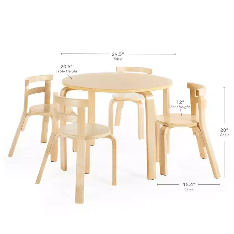 Guidecraft Table et chaises pour enfants Nordic - Blanc : Table ronde en bois pour tout-petits pour les travaux manuels et l'écriture | Meubles de salle de jeux | Table d'activités pour enfants avec 4 chaises