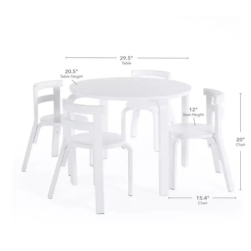 Guidecraft Table et chaises pour enfants Nordic - Blanc : Table ronde en bois pour tout-petits pour les travaux manuels et l'écriture | Meubles de salle de jeux | Table d'activités pour enfants avec 4 chaises
