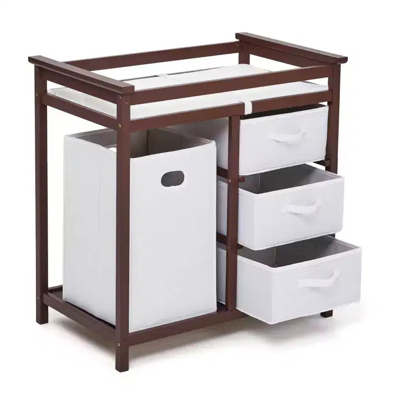 Baby Changing Table,Modern Baby Changing Station Dresser with Laundry Hamper,Diaper Changing Table,3 Drawer Basket and Changing Pad for Baby Infant