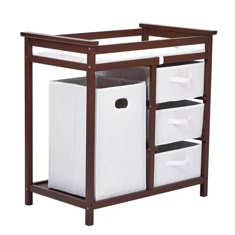 Table à langer pour bébé, commode moderne à langer avec panier à linge, table à langer, 3 tiroirs et matelas à langer pour nourrisson