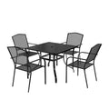 CLIHOME 5-Piece Outdoor Dining Set,With Umbrella Hole Square Table & Mesh Chairs Patio Set