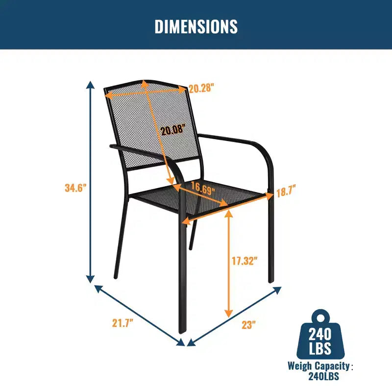 CLIHOME Ensemble de salle à manger d'extérieur 5 pièces, avec table carrée avec trou pour parasol et chaises en maille