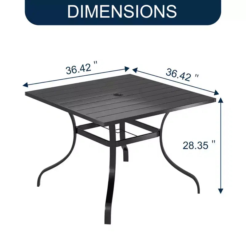 CLIHOME Ensemble de salle à manger d'extérieur 5 pièces, avec table carrée avec trou pour parasol et chaises en maille