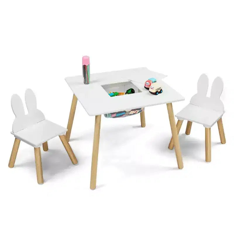 Karl Home Kids Table And 2 Chairs Set With Storage & Removable Tabletop