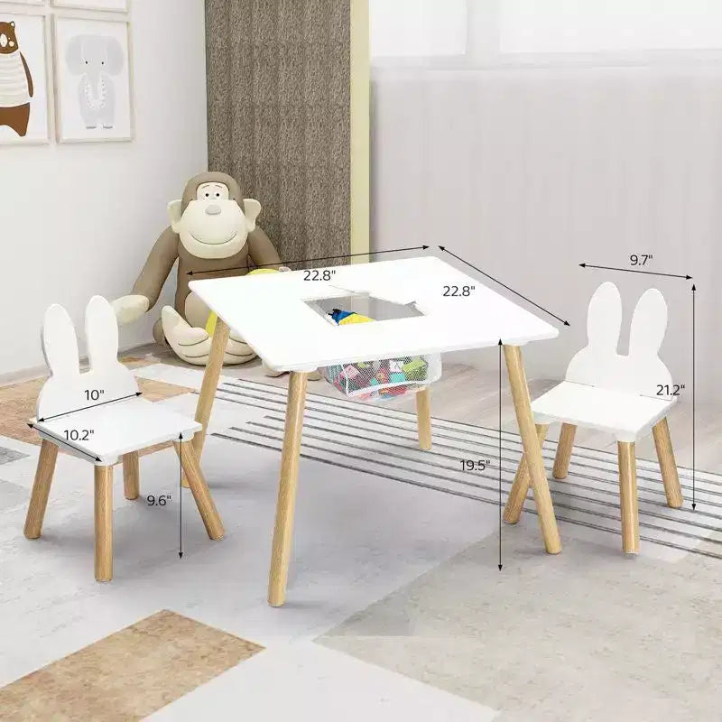 Table et 2 chaises pour enfants Karl Home avec rangement et plateau amovible