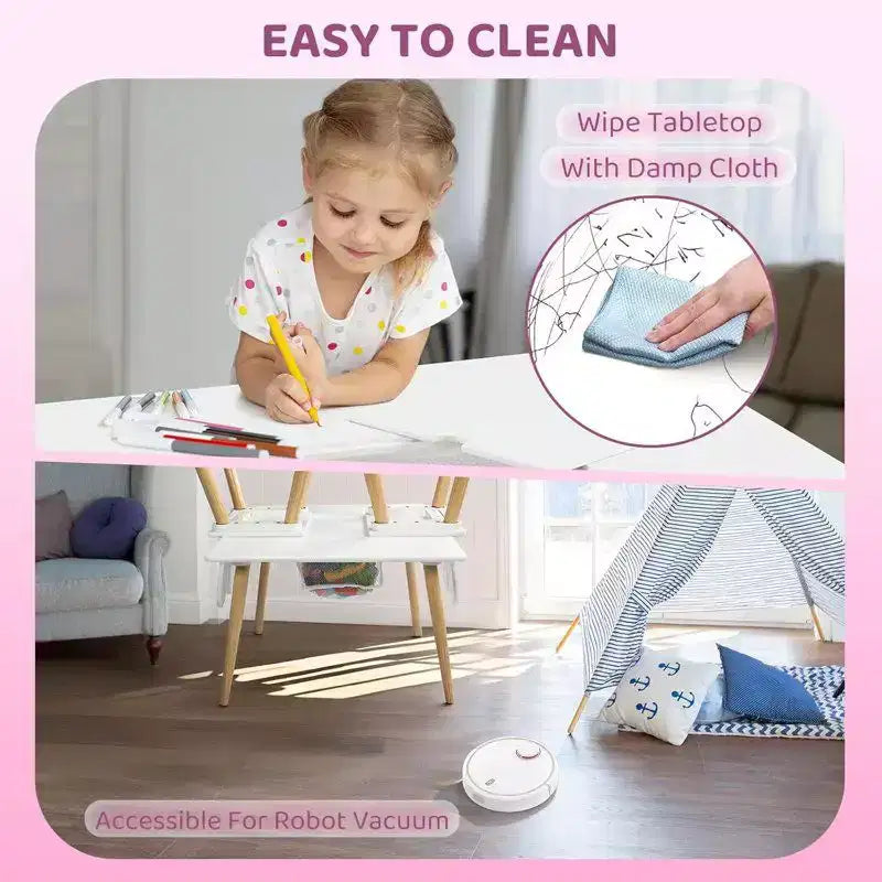 Table et 2 chaises pour enfants Karl Home avec rangement et plateau amovible