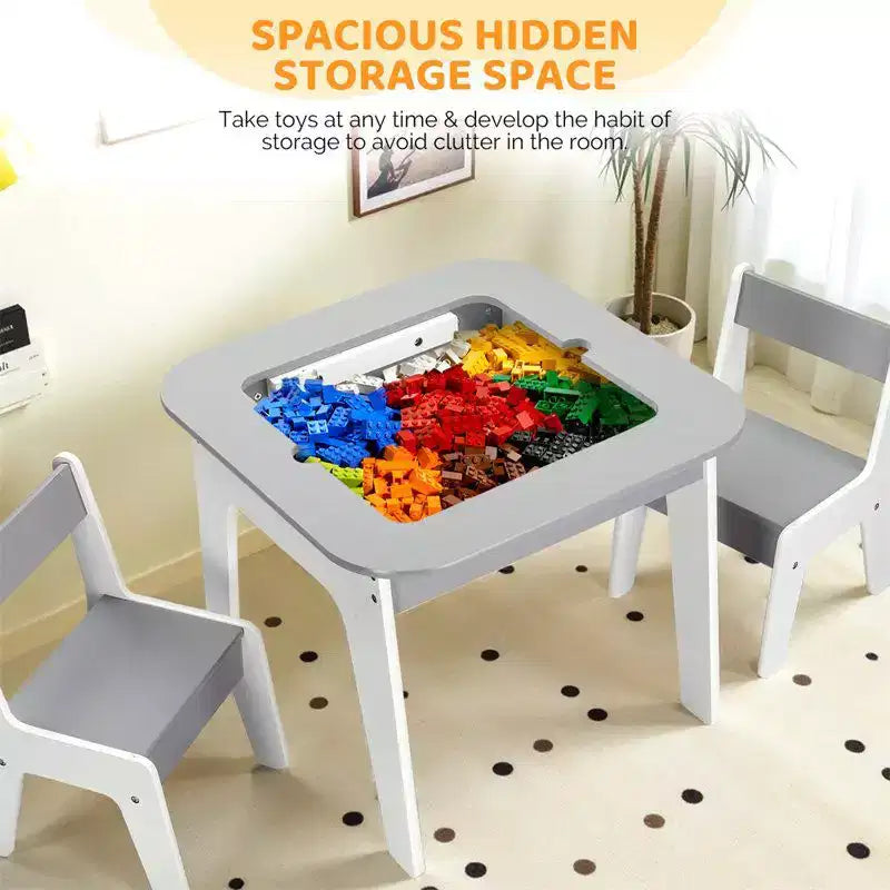 Ensemble table et chaises 5-en-1 en bois pour enfants Karl Home avec plateaux relevables, gris