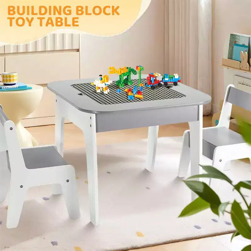 Ensemble table et chaises 5-en-1 en bois pour enfants Karl Home avec plateaux relevables, gris