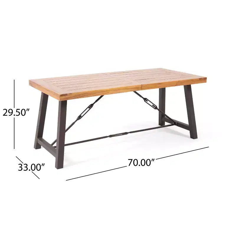 Ensemble de salle à manger GDFStudio Mahalo d'extérieur en osier et bois d'acacia 6 pièces avec banc