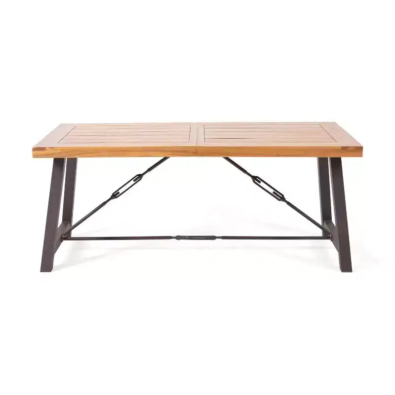 Ensemble de salle à manger GDFStudio Mahalo d'extérieur en osier et bois d'acacia 6 pièces avec banc
