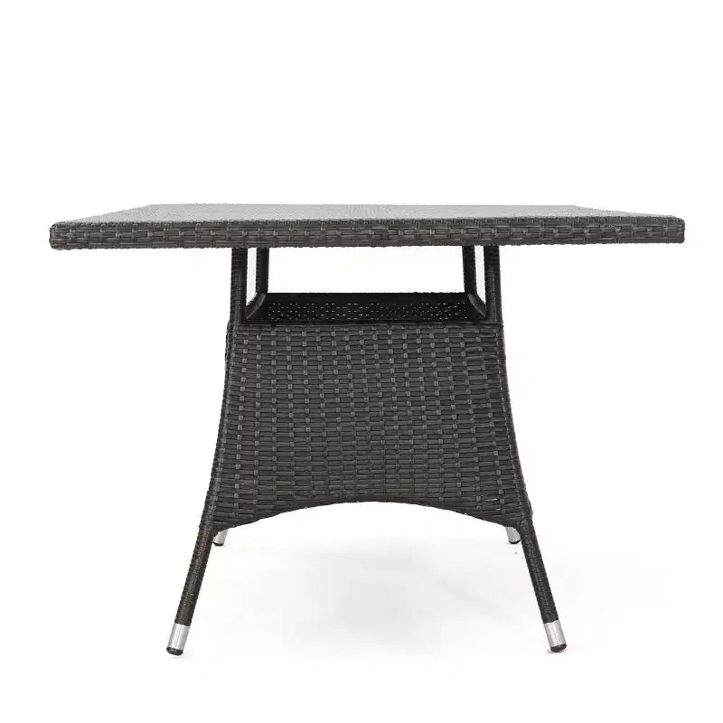 Ensemble de salle à manger GDFStudio Toledano d'extérieur 7 pièces en osier et fer forgé avec coussins résistants à l'eau