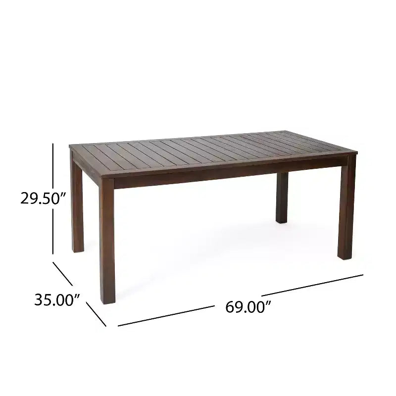 Ensemble de salle à manger GDFStudio Paoha 7 pièces en bois d'acacia avec design à lattes