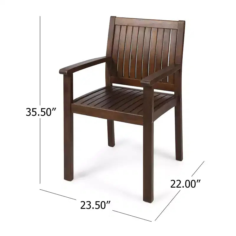 Ensemble de salle à manger GDFStudio Paoha 7 pièces en bois d'acacia avec design à lattes