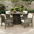 Christopher Knight Home Case 5 Piece Patio Acacia Wood Dining Set with Cushions