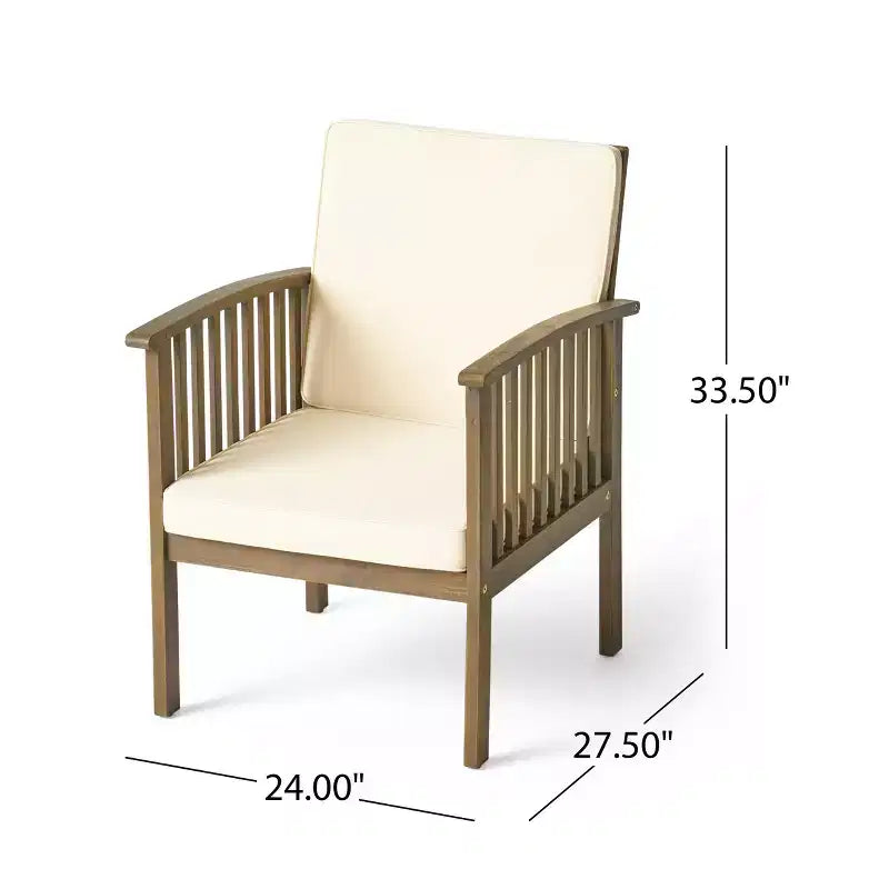 Christopher Knight Home Case Ensemble de salle à manger 5 pièces en bois d'acacia avec coussins pour l'extérieur