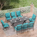 ALAULM 9 Pieces Patio Dining Set Outdoor Furniture with 2 Swivel Chairs and 6 Fixed Chairs, Large Table