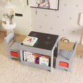 Kids Table and Chair Set, 4 in 1 Wooden Activity Table & 2 Chairs with Storage Drawer Detachable Tabletop for Toddlers Kids Drawing, Reading, Crafts
