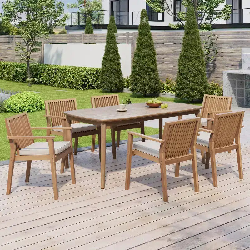 Christopher Knight Home Anivia - Ensemble de salle à manger rustique 7 pièces en bois d'acacia avec coussins