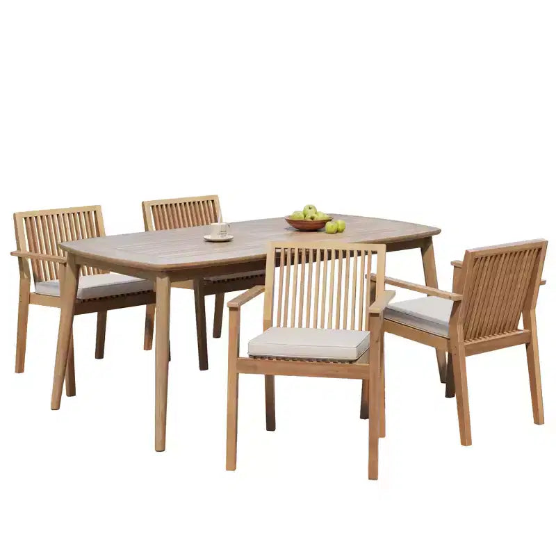 Christopher Knight Home Anivia - Ensemble de salle à manger rustique 7 pièces en bois d'acacia avec coussins