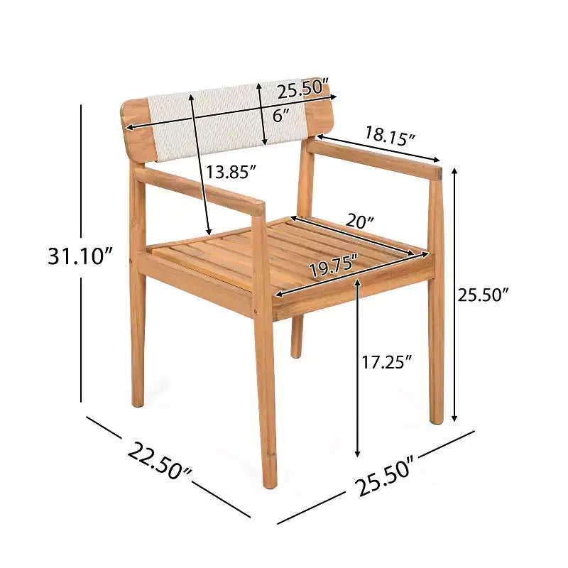 Christopher Knight Home Sett, ensemble de salle à manger d'extérieur rustique 5 pièces en bois d'acacia