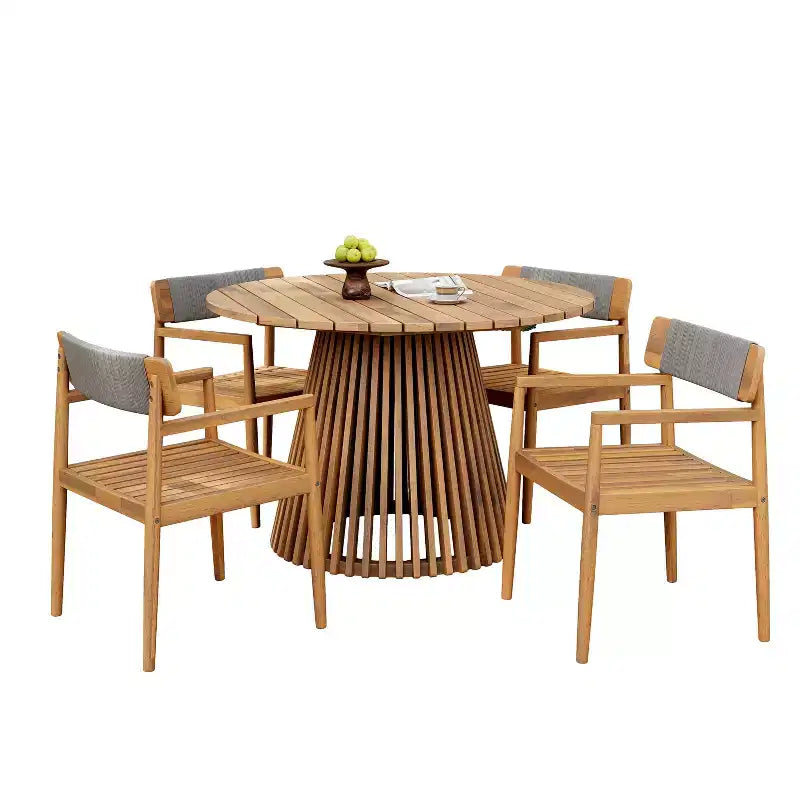 Christopher Knight Home Sett, ensemble de salle à manger d'extérieur rustique 5 pièces en bois d'acacia